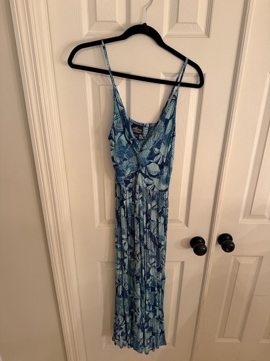 Angie Dresses & Skirts - Angie Blue Leaf-Print Maxi Dress